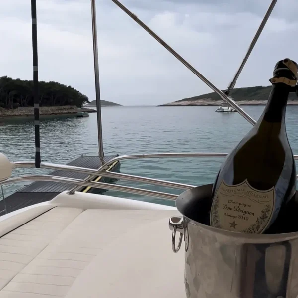 Champagne served on a private boat tour in Split, Croatia