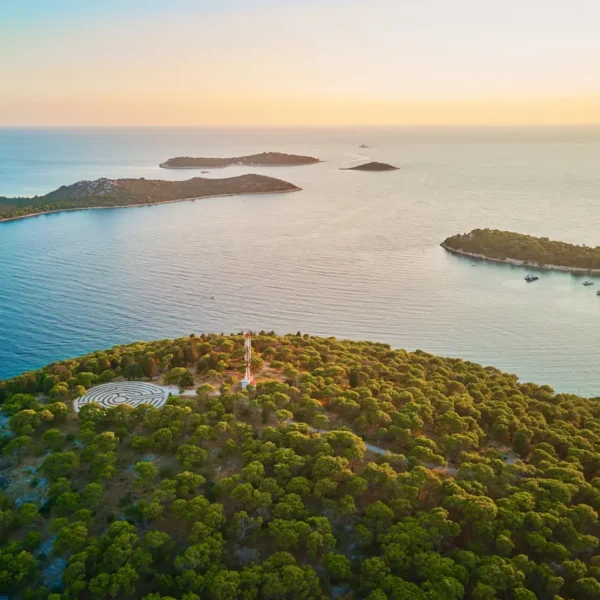 Aerial view of Adriatic islands during a private boat tour from Split