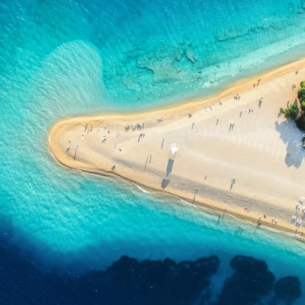 Golden Horn beach in Bol on Brač island during a private boat tour from Split