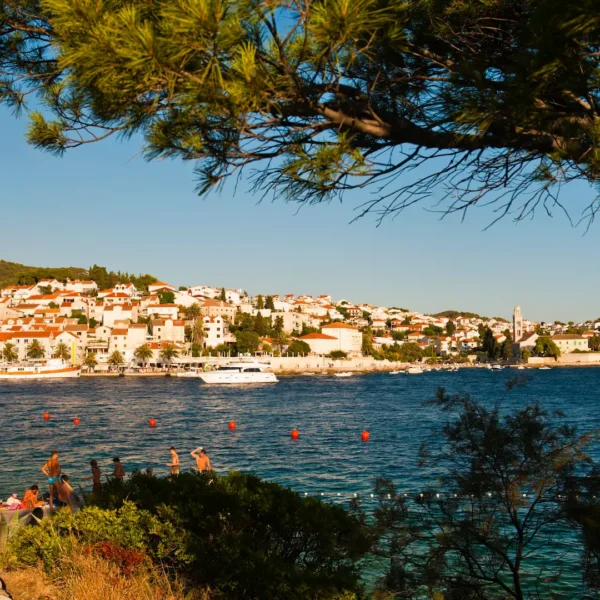 View of Hvar Town harbour during Hvar Horizons boat tour