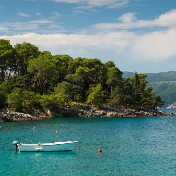 Quiet bay near Milna on Brač island during the Dalmatian Drift private boat tour in Croatia