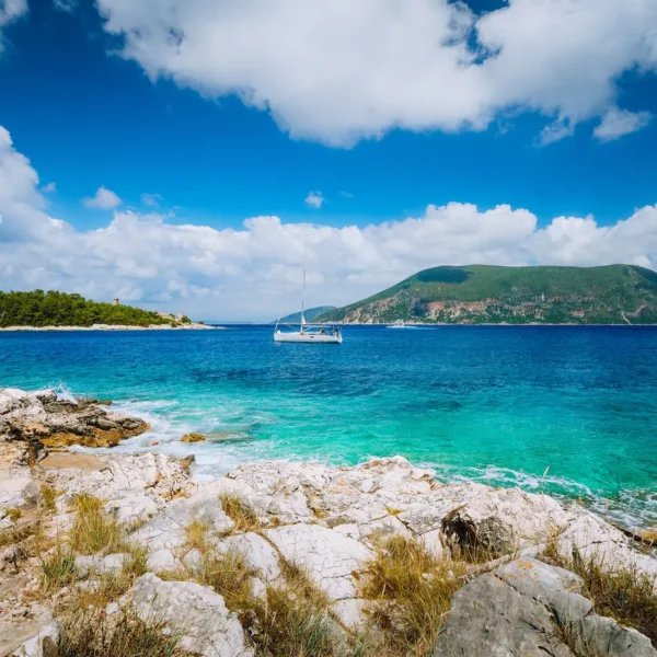 Adriatic sea boat rocky coastline croatia.webp